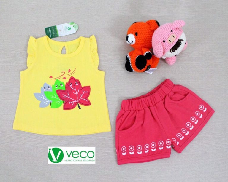 Bộ sọt bé gái VNXK chiếc lá màu vàng Size nhỏ - Ảnh 2