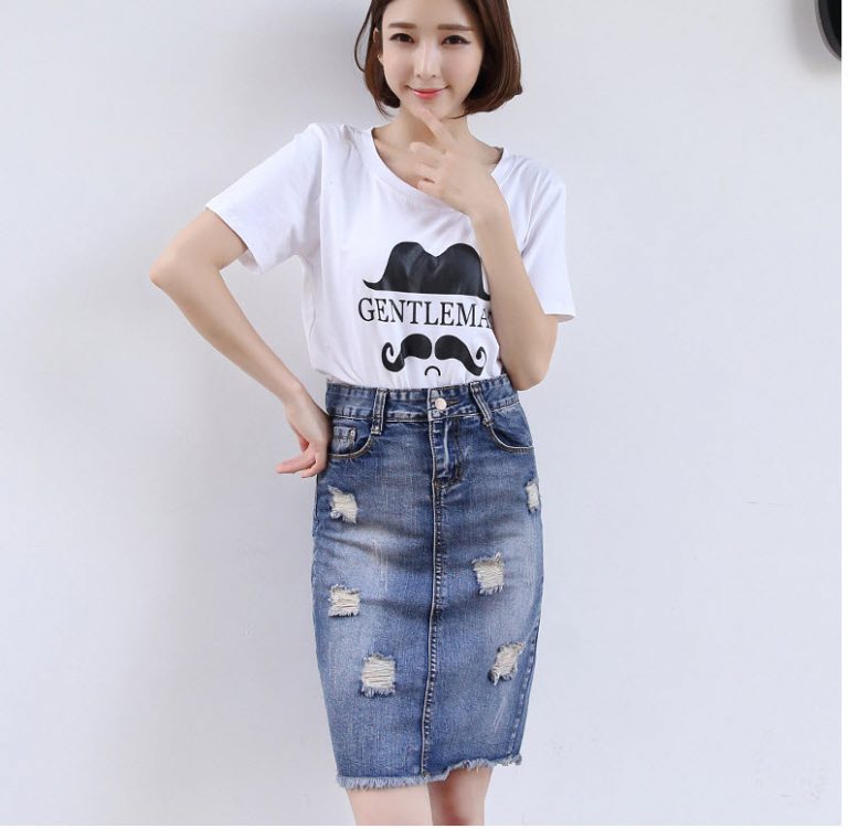 Chân váy jeans rách - Ảnh 9