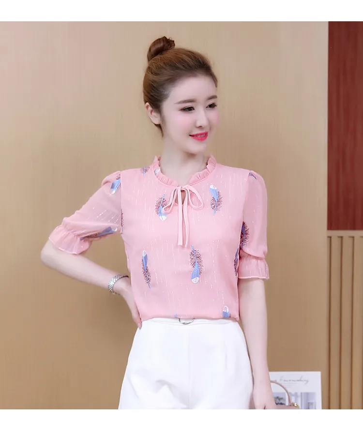 Áo sơ mi tay lỡ thêu lông chim