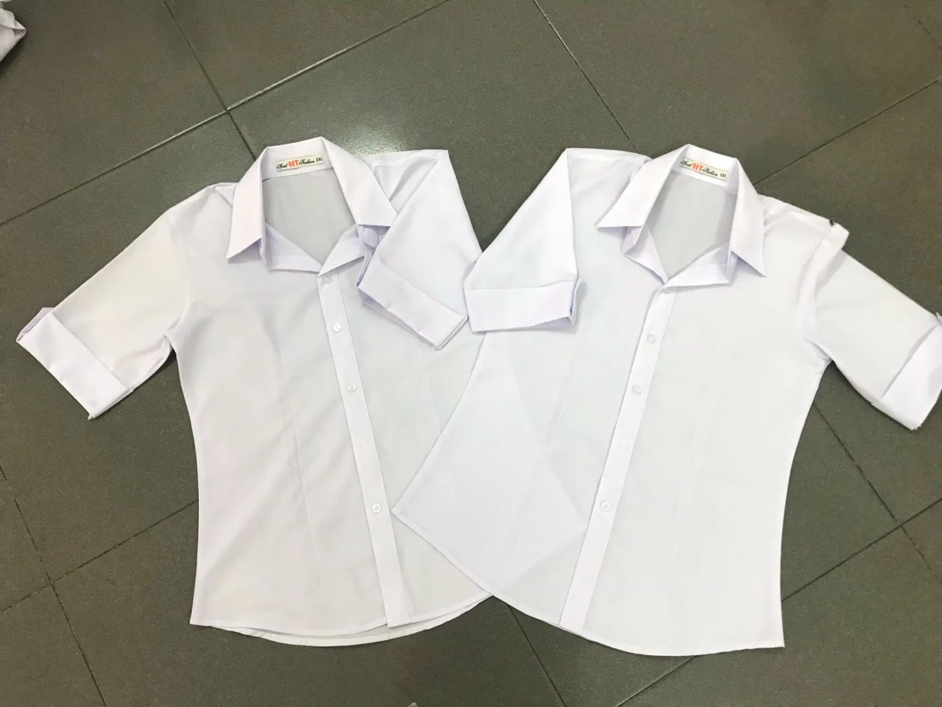 Áo sơ mi trắng đồng phục học sinh cao cấp tay lửng cho nữ