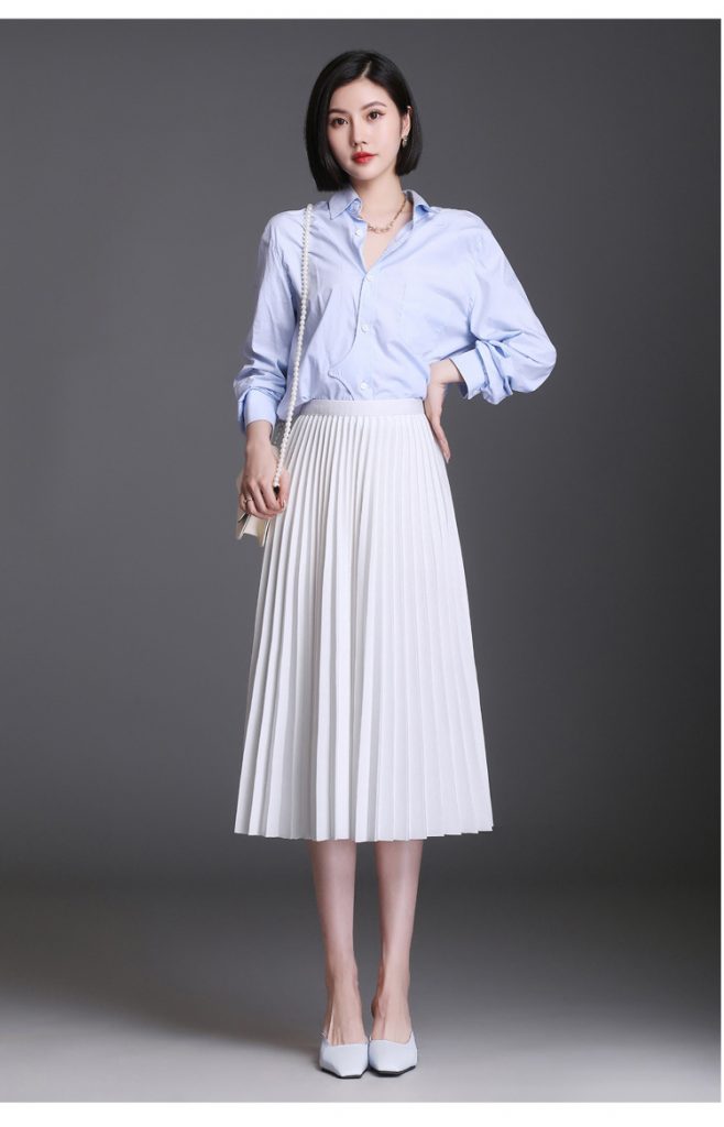 Chân váy dài dập ly lưng thun cao cấp - Ảnh 4