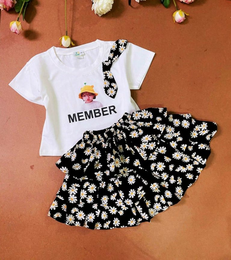 Set Chân Váy Hoa Cúc Phối Áo Thun - Ảnh 5