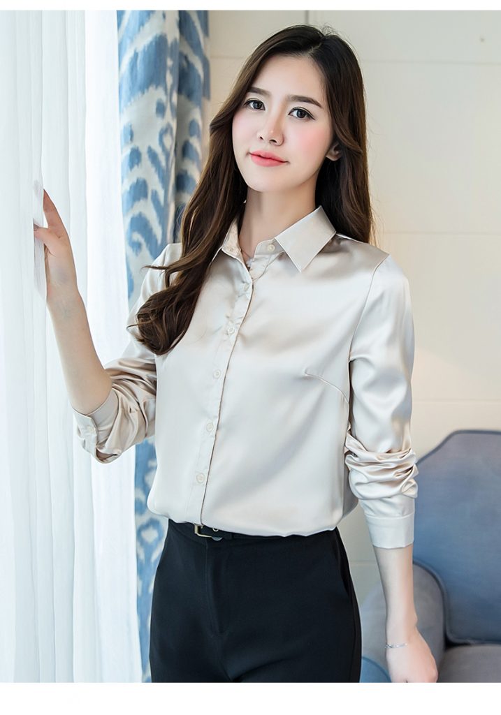 Áo sơ mi lụa công sở dài tay - Ảnh 7