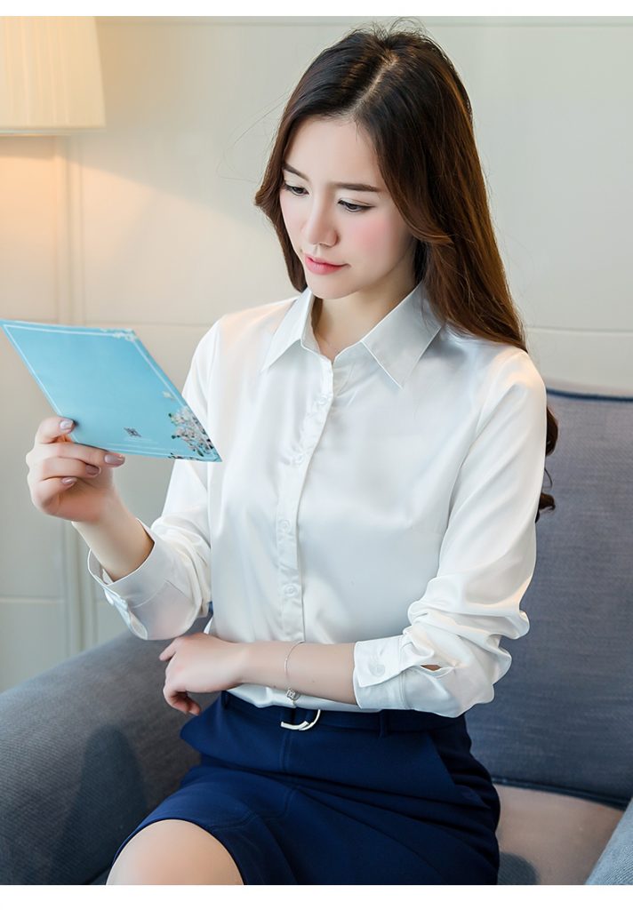 Áo sơ mi lụa công sở dài tay - Ảnh 2