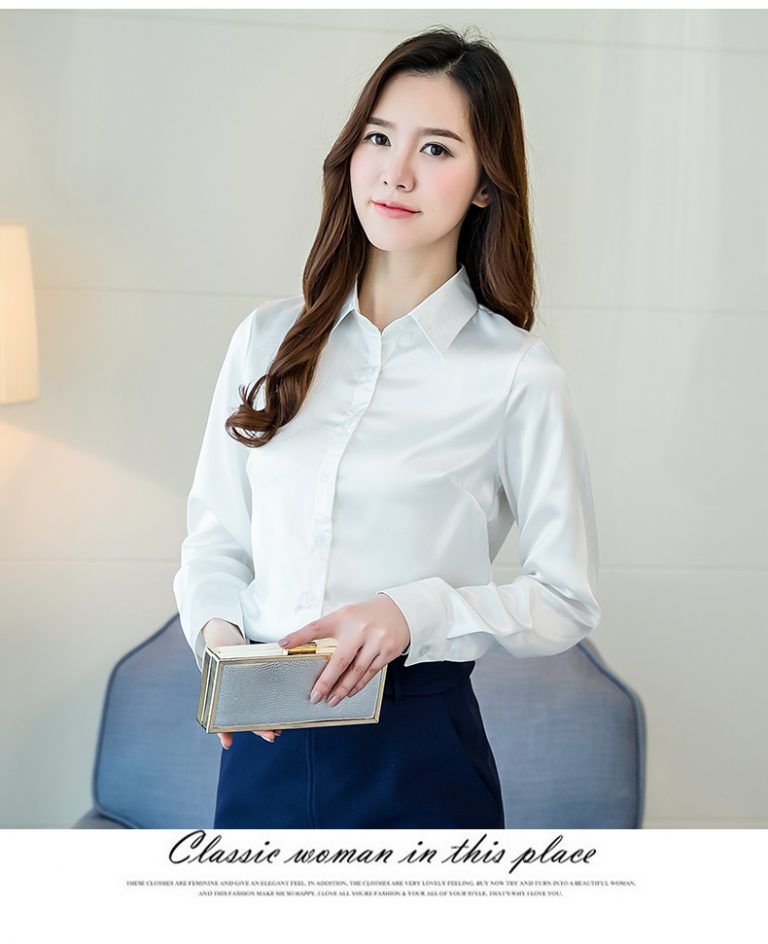 Áo sơ mi lụa công sở dài tay - Ảnh 3