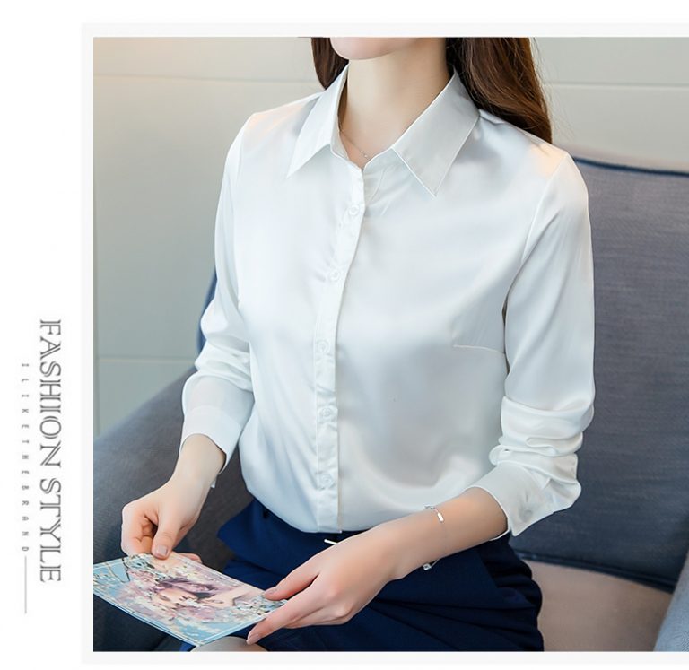 Áo sơ mi lụa công sở dài tay - Ảnh 4