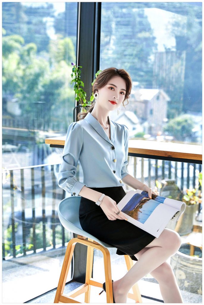 Áo Sơ Mi Voan Lụa Tay Dài Cổ Vest - Ảnh 8