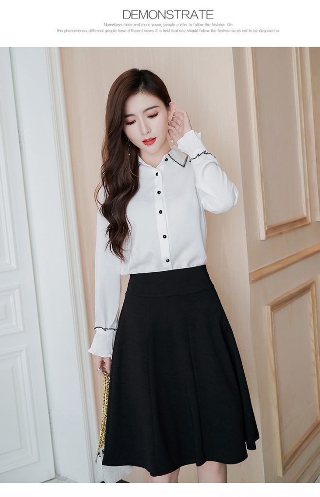 Chân váy xòe A trơn tới gối - Ảnh 4