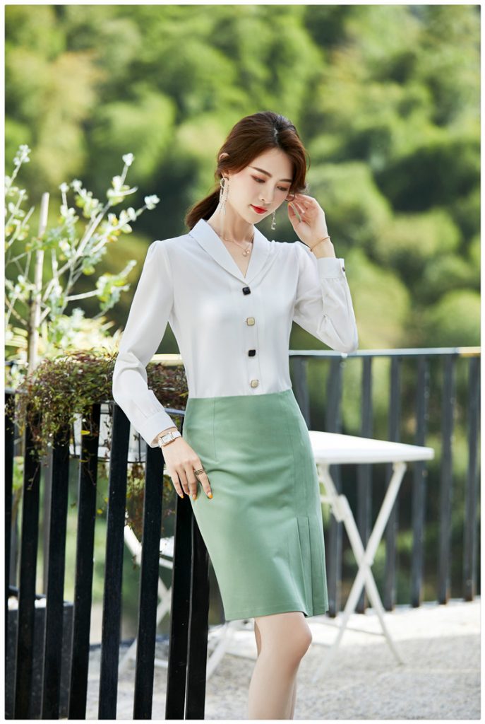 Áo Sơ Mi Voan Lụa Tay Dài Cổ Vest - Ảnh 3