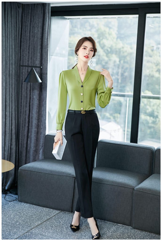 Áo Sơ Mi Voan Lụa Tay Dài Cổ Vest - Ảnh 6