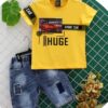 bộ bé trai quần jeans phối áo thun sport car