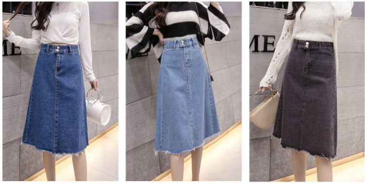 Chân váy Jean chữ A - Ảnh 10