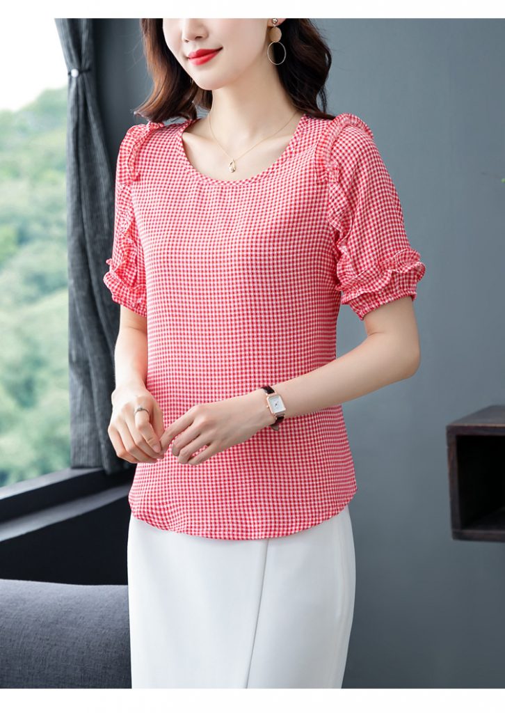 Áo Sơ Mi Caro Cổ Tròn - Ảnh 6