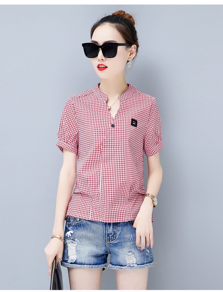 Áo Sơ Mi Caro Cổ Trụ - Ảnh 4