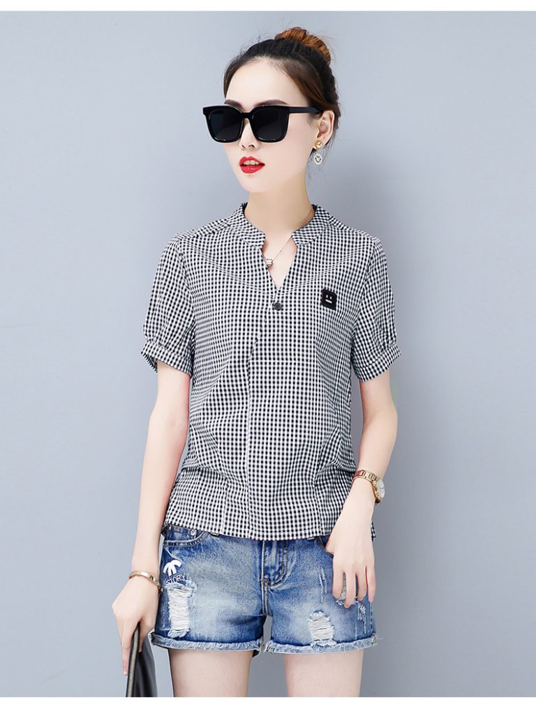 Áo Sơ Mi Caro Cổ Trụ - Ảnh 5