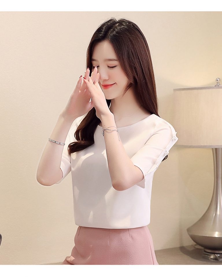 Áo Sơ Mi Cổ Tròn Đính Ngọc - Ảnh 5