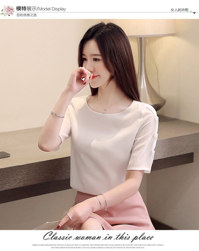Áo Sơ Mi Cổ Tròn Đính Ngọc - Ảnh 4