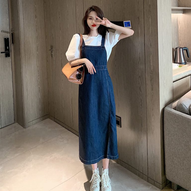 Đầm yếm xẻ tà kèm áo tay bồng - Ảnh 4