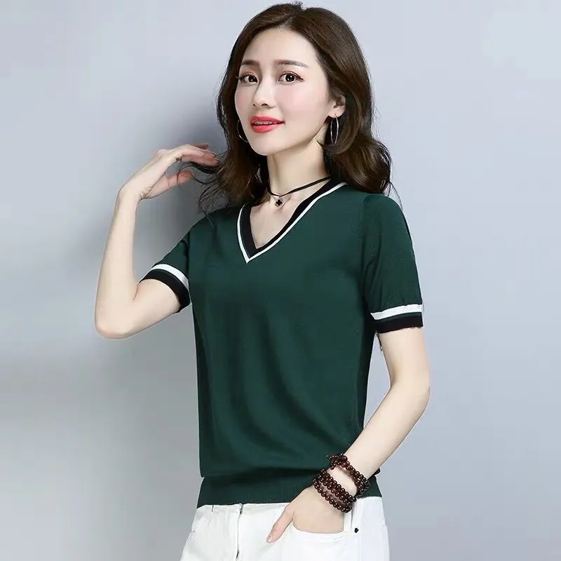 Áo len tay ngắn cổ tim - Ảnh 4