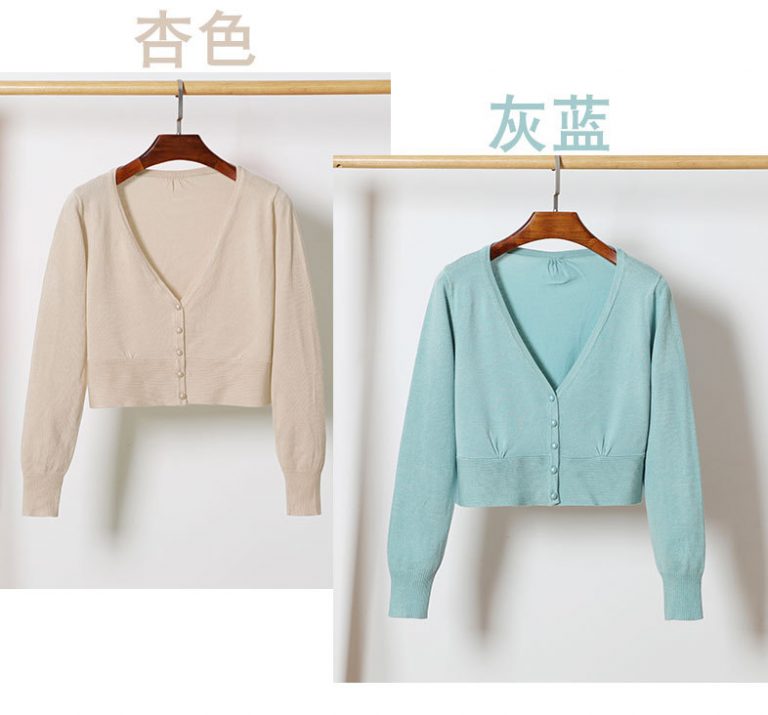 Áo khoác len cổ tim croptop - Ảnh 3