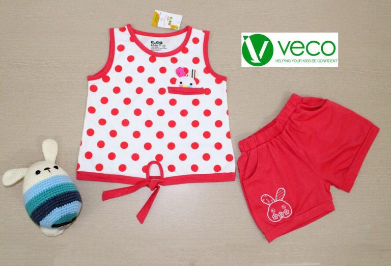 Bộ sọt bé gái VNXK bi túi thỏ màu đỏ Size trung - Ảnh 2