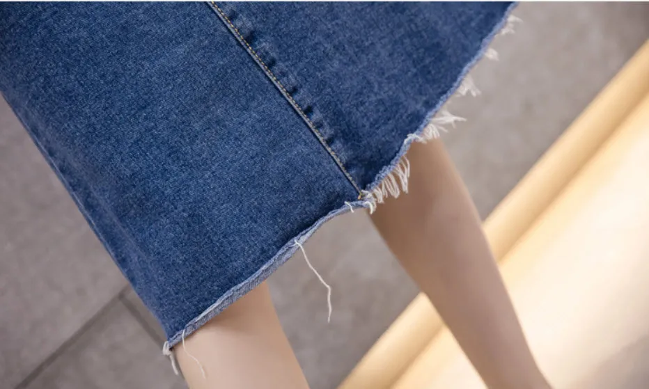 Chân váy jean chữ A dáng dài - Ảnh 19