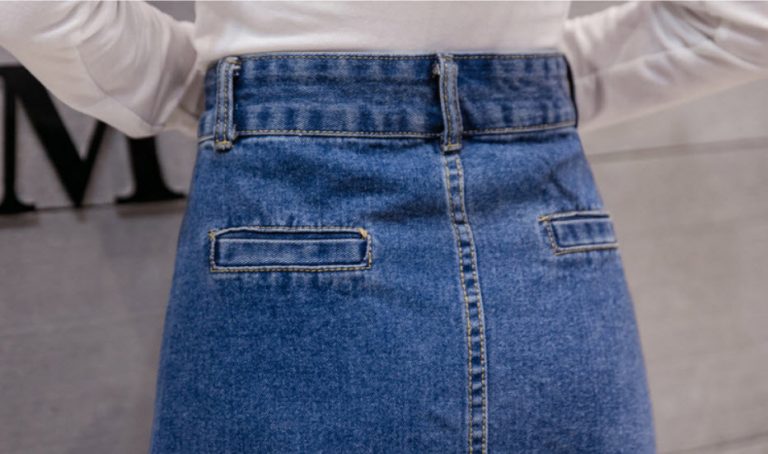 Chân váy jean chữ A dáng dài - Ảnh 8