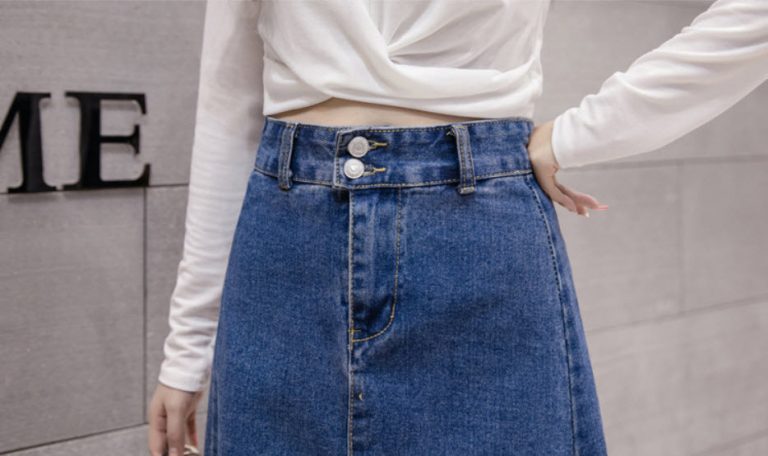 Chân váy jean chữ A dáng dài - Ảnh 10