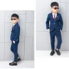 Bộ Vest  3 món Bé Trai Caro Nhỏ Xanh Đậm