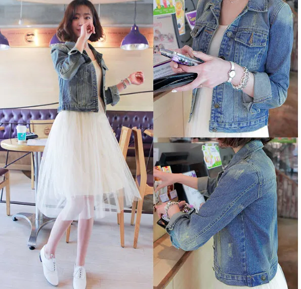 Áo khoác jeans nữ xanh đậm - Ảnh 17