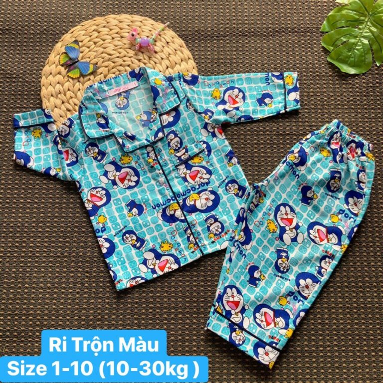 Quần áo thu đông pizama bé trai xanh