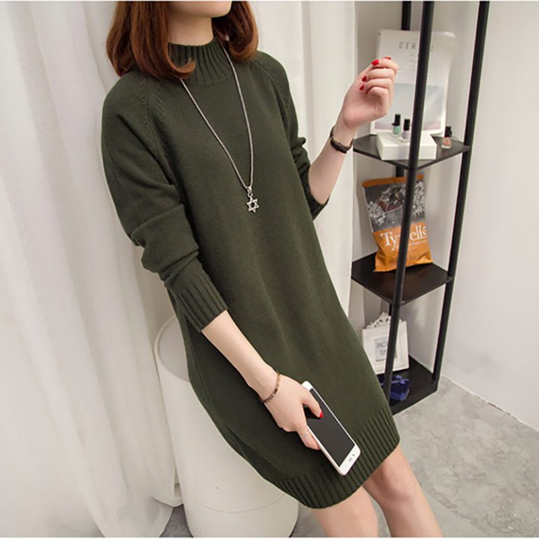 Đầm len cổ 3p trơn - Ảnh 2