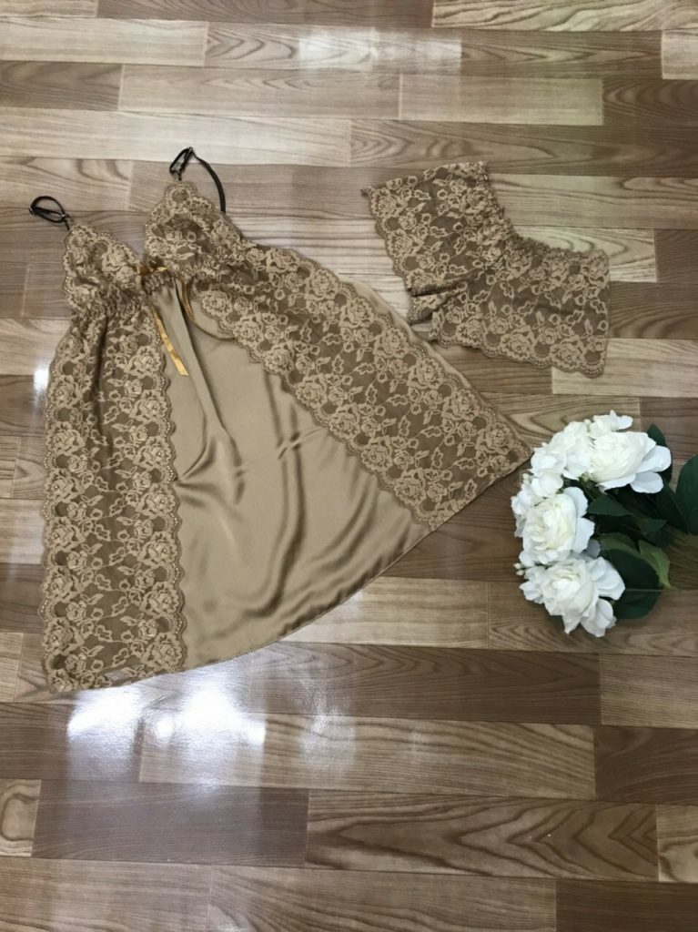 Thời Trang Mặc Nhà Đầm Lụa Phối Ren - Ảnh 2