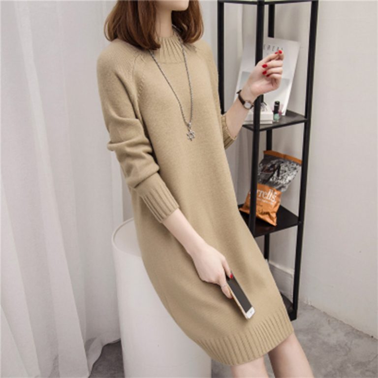 Đầm len cổ 3p trơn - Ảnh 4