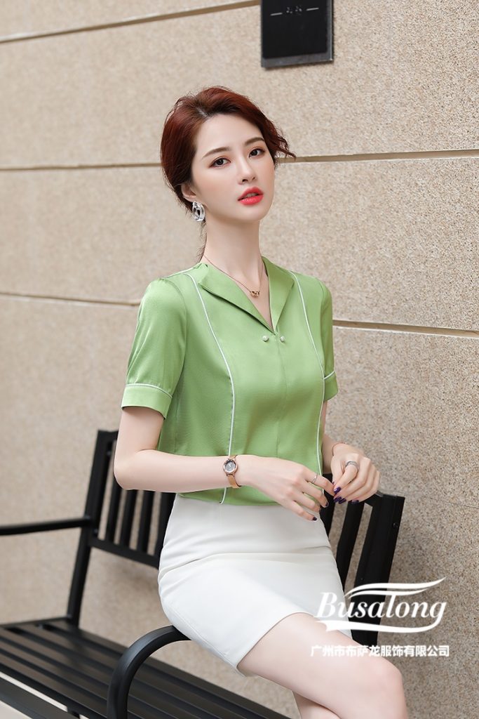 Áo Sơ Mi Lụa Cổ Vest Tay Ngắn - Ảnh 2