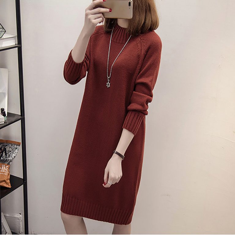 Đầm len cổ 3p trơn - Ảnh 3