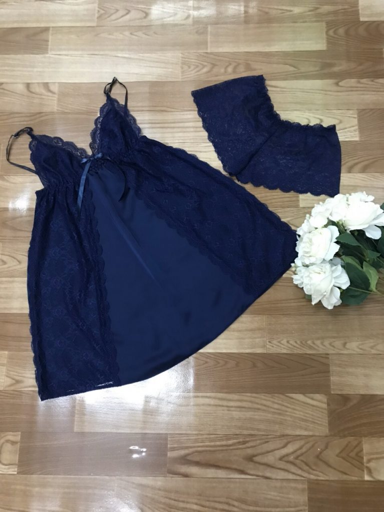 Thời Trang Mặc Nhà Đầm Lụa Phối Ren