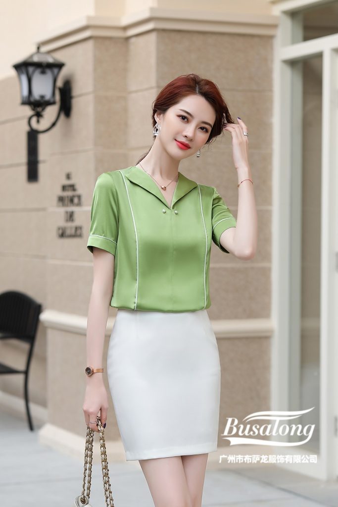 Áo Sơ Mi Lụa Cổ Vest Tay Ngắn - Ảnh 3