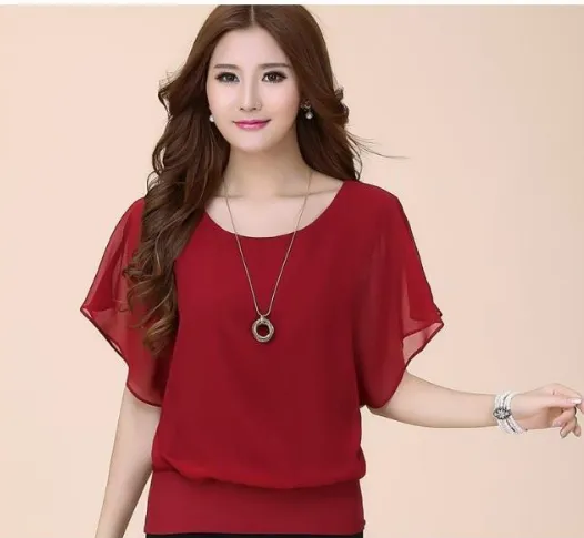 Áo sơ mi voan bo viền cánh dơi - Ảnh 3