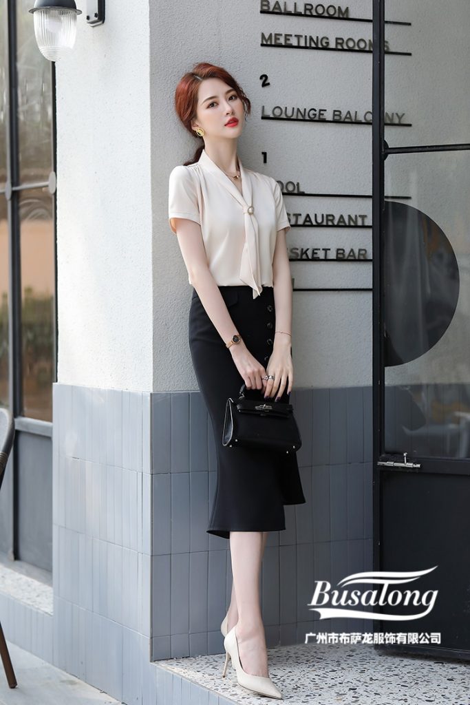 Áo Sơ Mi Lụa Phối Nơ Tay Ngắn - Ảnh 3