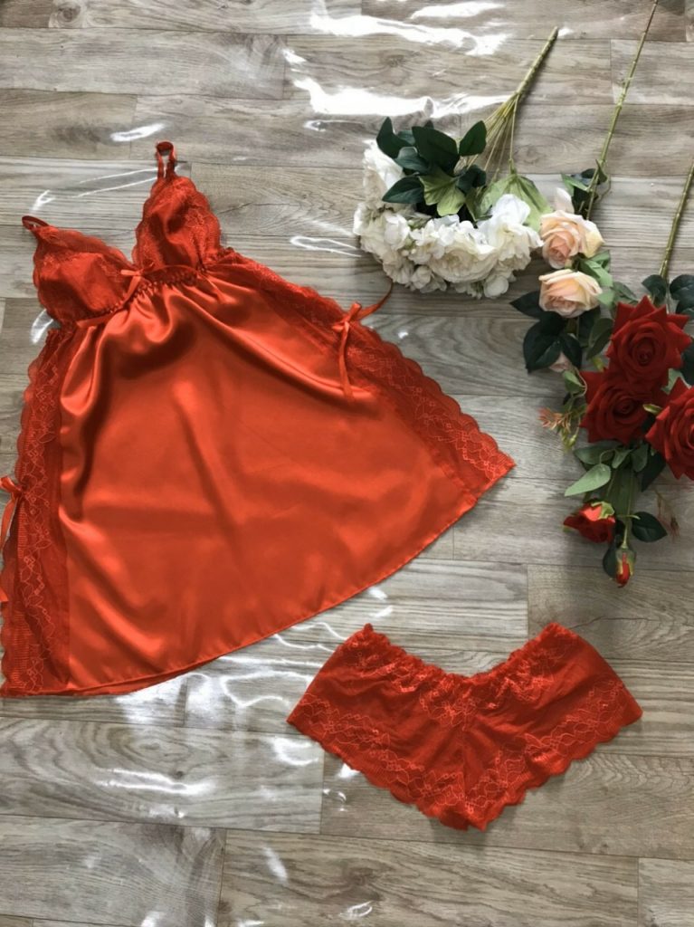 Thời Trang Mặc Nhà Đầm Lụa Phối Ren - Ảnh 4