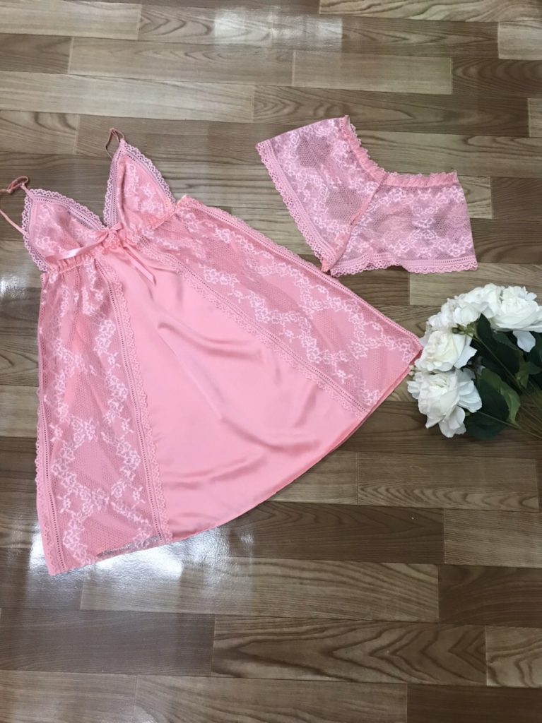 Thời Trang Mặc Nhà Đầm Lụa Phối Ren - Ảnh 10