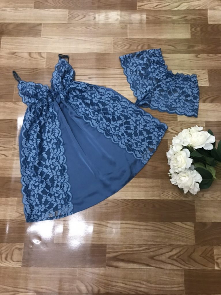 Thời Trang Mặc Nhà Đầm Lụa Phối Ren - Ảnh 5