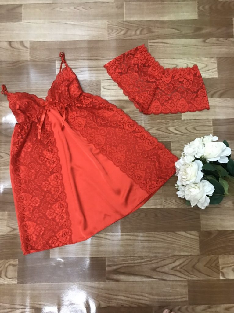 Thời Trang Mặc Nhà Đầm Lụa Phối Ren - Ảnh 6