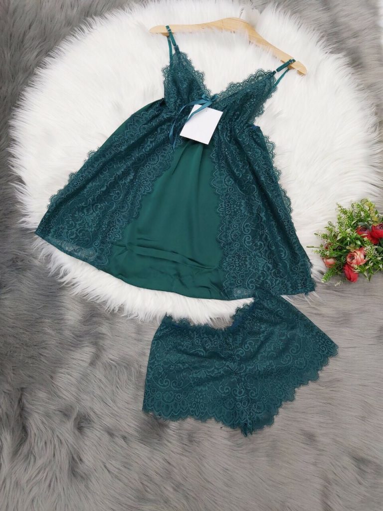 Thời Trang Mặc Nhà Đầm Lụa Phối Ren - Ảnh 7