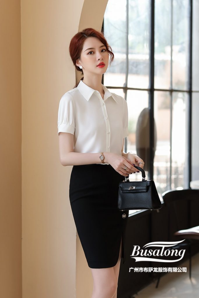 Áo Sơ Mi Có Cổ Lụa Ngắn Tay Trắng - Ảnh 3