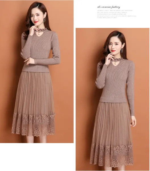Đầm Len Phối Chân Váy Ren - Ảnh 2