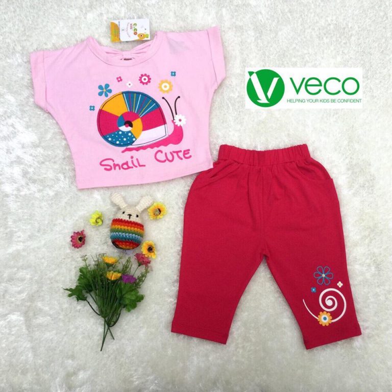 Bộ lửng bé gái VNXK ốc sên màu đỏ Size trung - Ảnh 2
