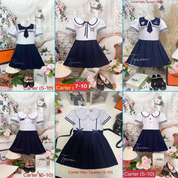 Đầm học sinh cấp 1 - mẫu 10-14 kiểu xếp ly - Ảnh 6