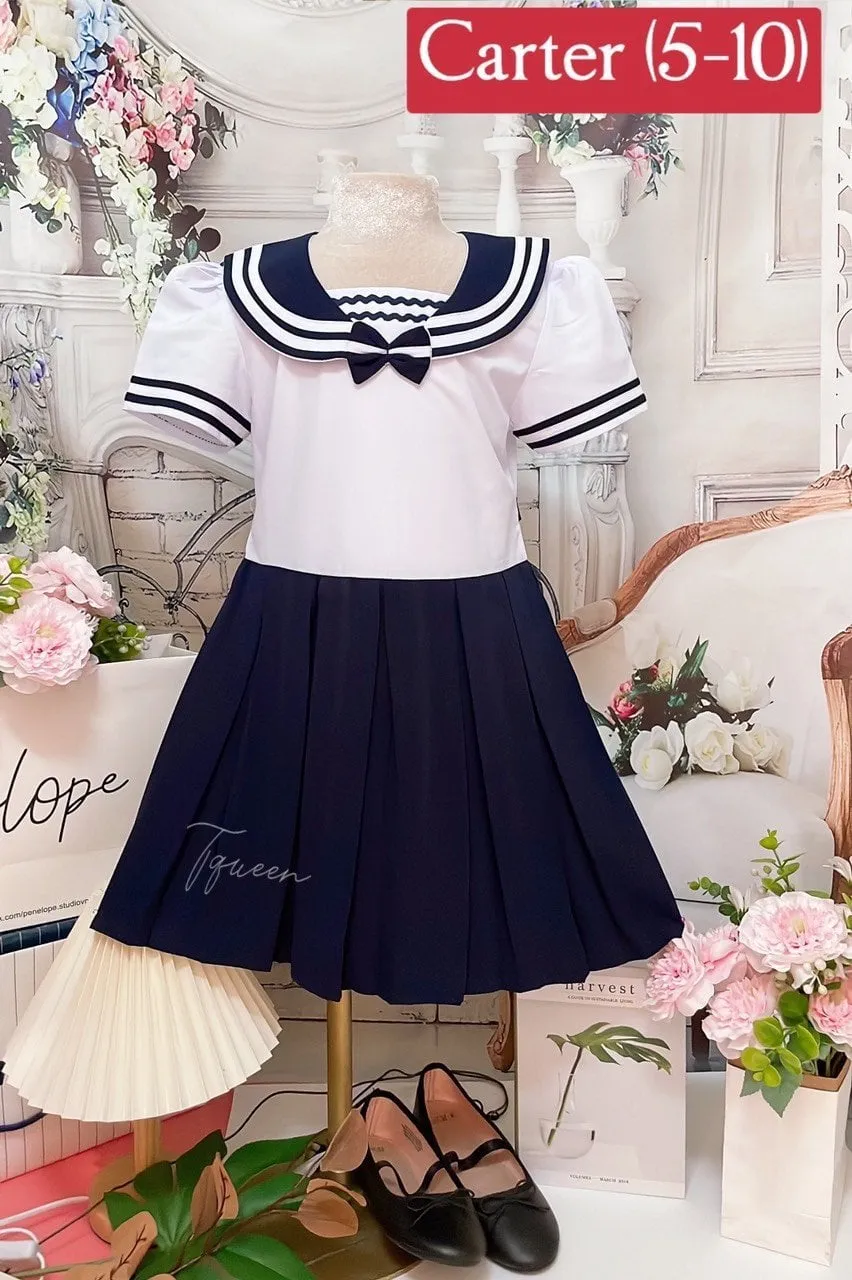 Đầm học sinh cấp 1 – mẫu 1-9 kiểu xếp ly mới nhất - Ảnh 4